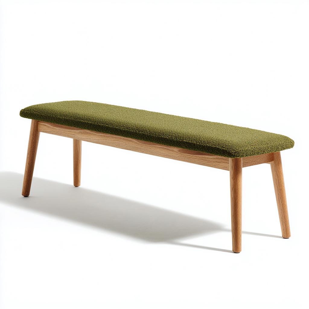Panca per letto - tessuto - 110x38x46 cm - verde oliva - design nordico-Habitatno