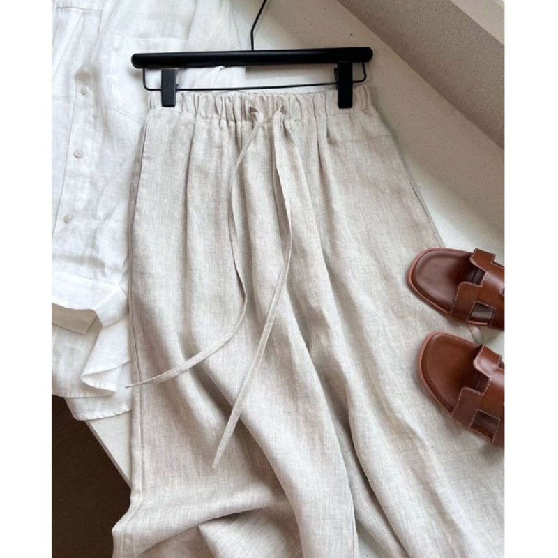 Breathable and sun-protective casual pants, made of cool cotton and linen, flattering and slimming 🌿