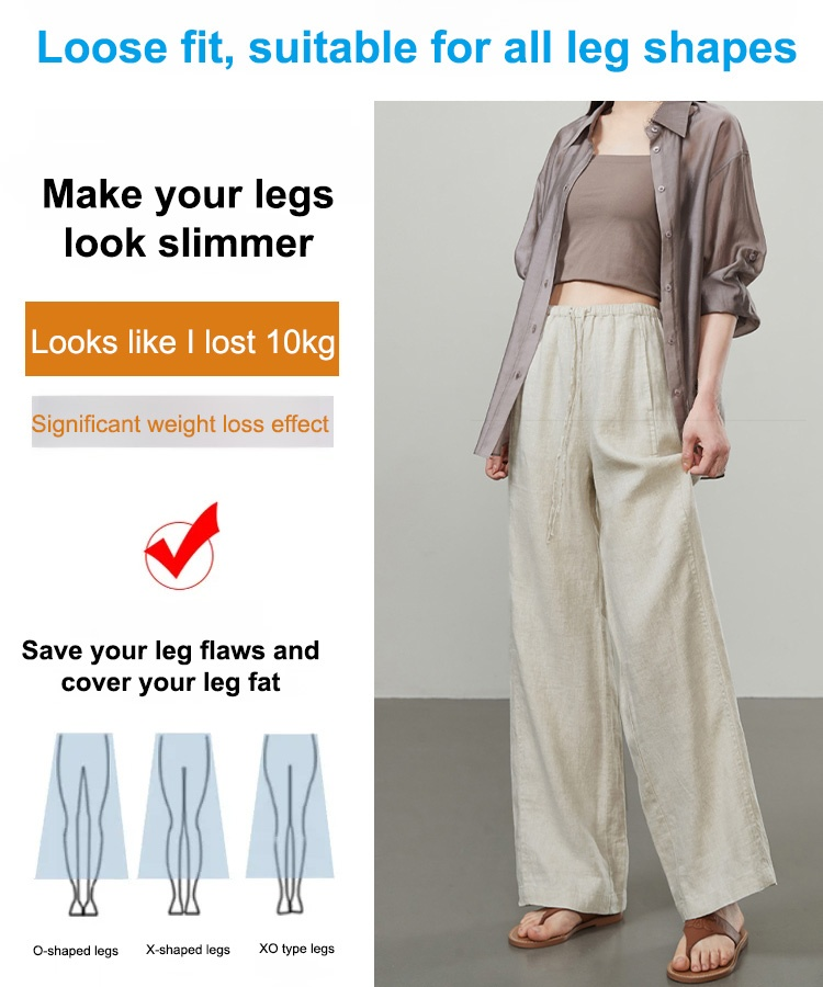 Breathable and sun-protective casual pants, made of cool cotton and linen, flattering and slimming 🌿