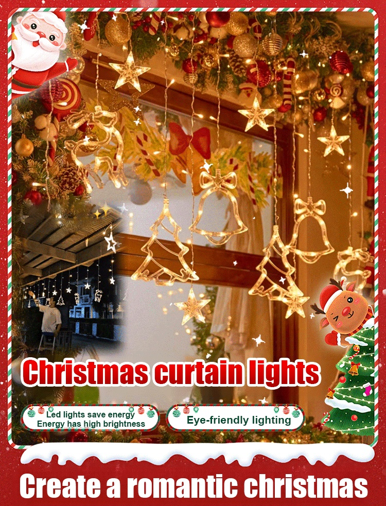 ✨ LED Christmas String Curtain Lights 🎄 Warmly Illuminate the Festive Night ✨