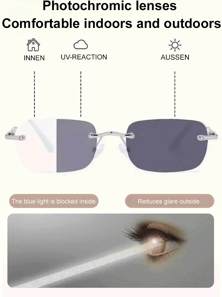 👓 Photochromic Ultralight Frameless Smart Reading Glasses