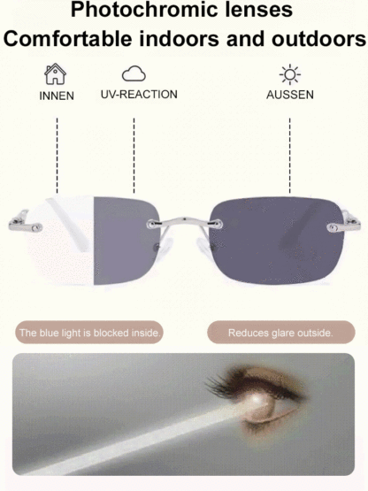 👓 Photochromic Ultralight Frameless Smart Reading Glasses