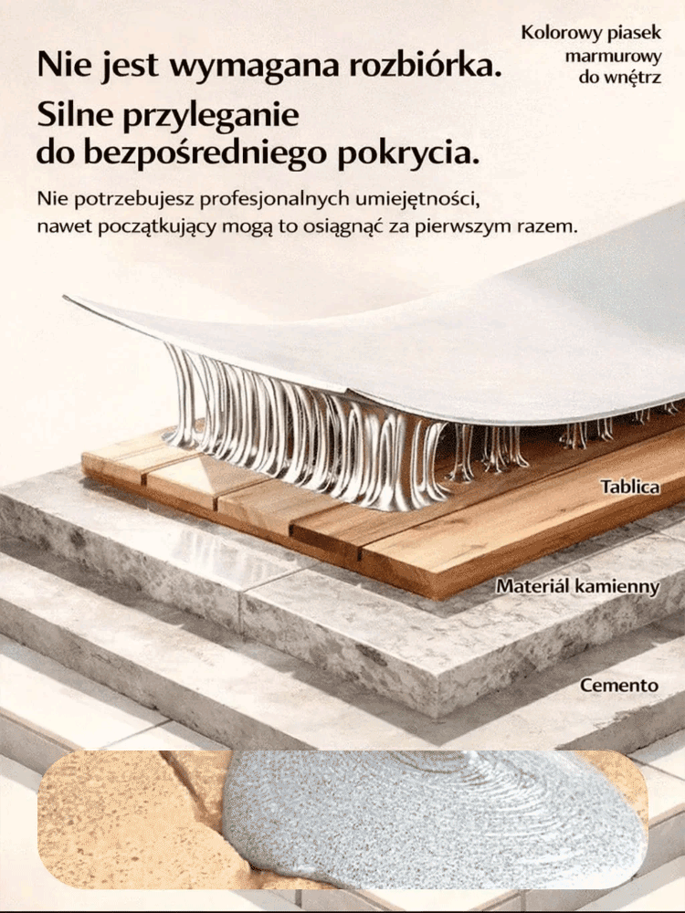 【Osiągnij profesjonalne rezultaty dzięki majsterkowaniu】Powłoka podłogowa z kolorowego piasku epoksydowego