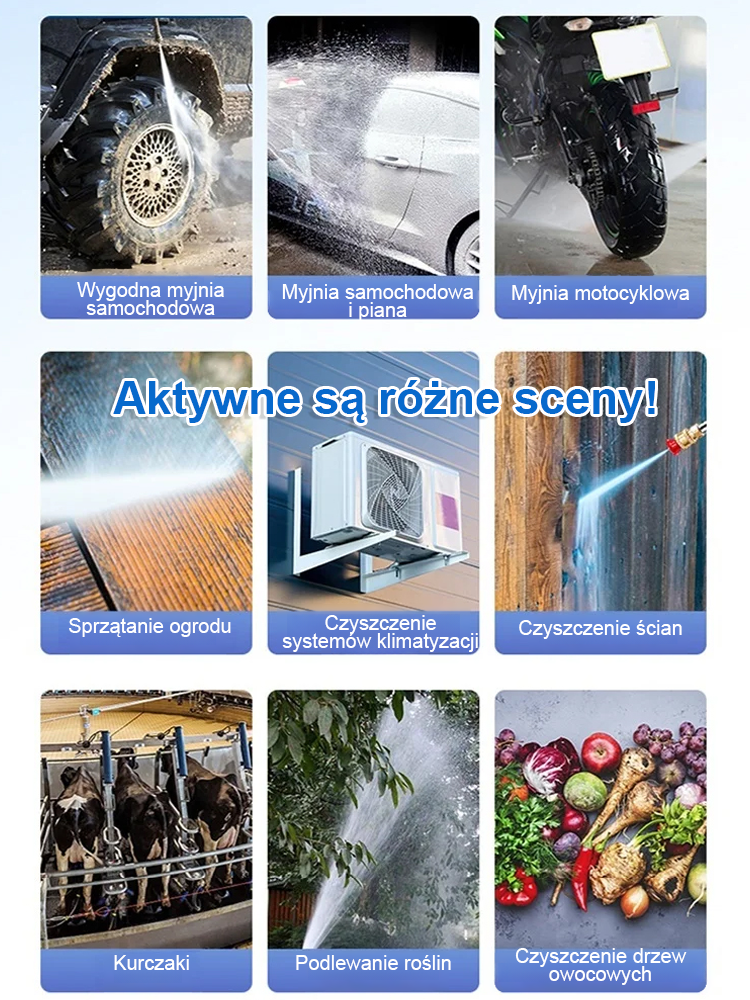 Przenośny litowo-jonowy pistolet do mycia samochodów wysokociśnieniowy