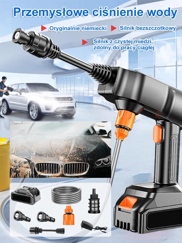 Przenośny litowo-jonowy pistolet do mycia samochodów wysokociśnieniowy