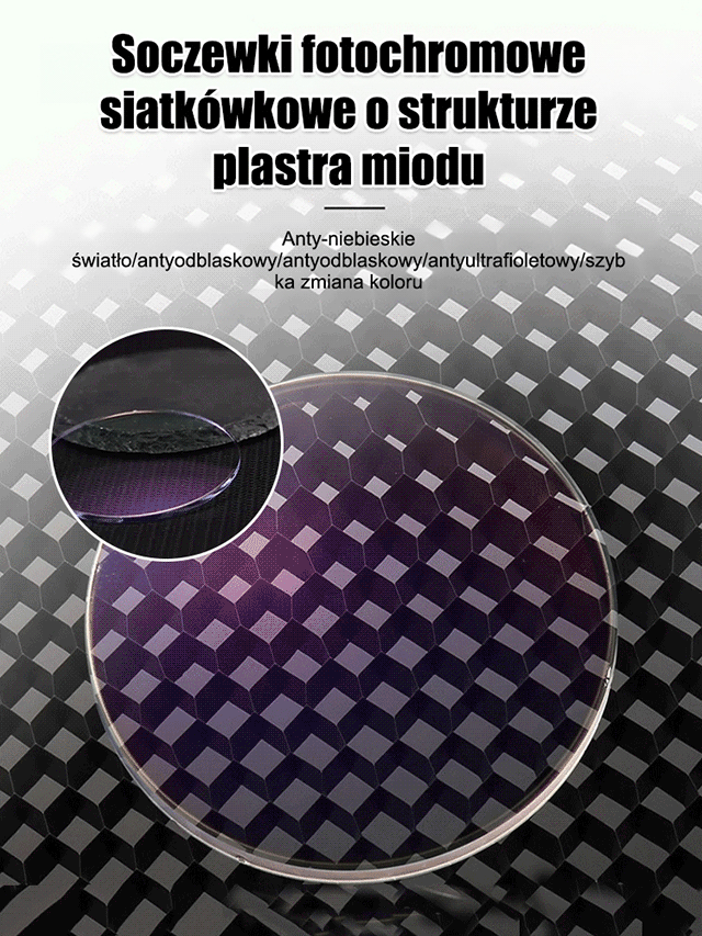 Niezwykle przejrzyste komórkowe fotochromowe okulary do prezbiopii