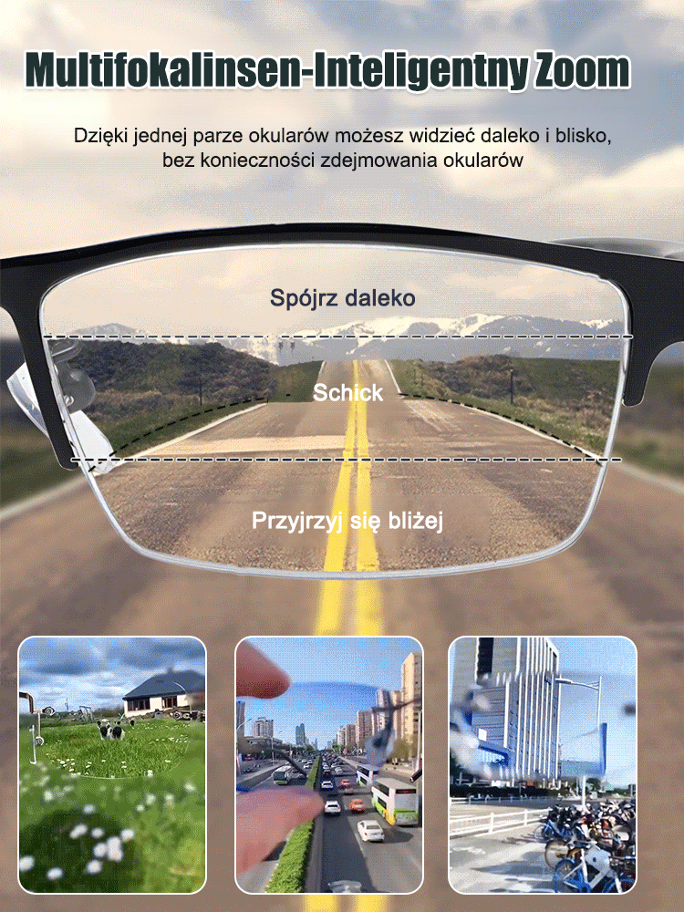 Niezwykle przejrzyste komórkowe fotochromowe okulary do prezbiopii