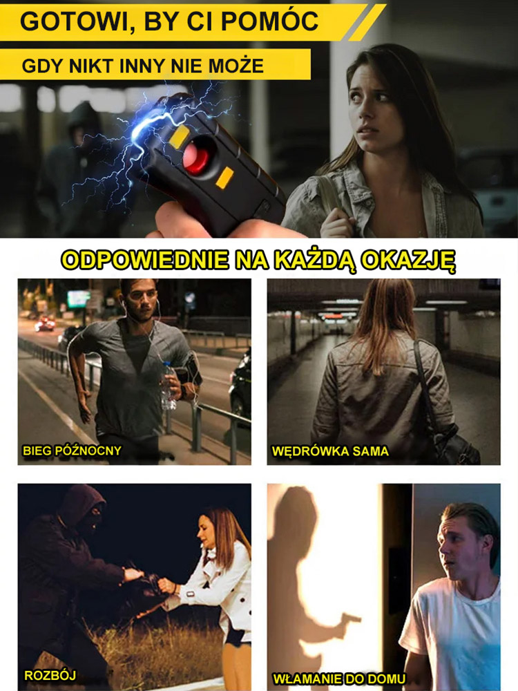 Przenośny paralizator łukowy do samoobrony