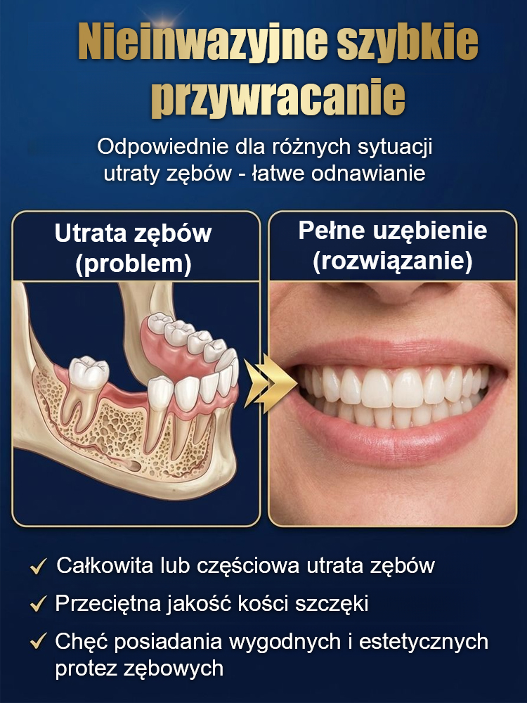 【Odzyskaj perfekcyjny uśmiech】Mocno przylegające medyczne pełne protezy zębowe