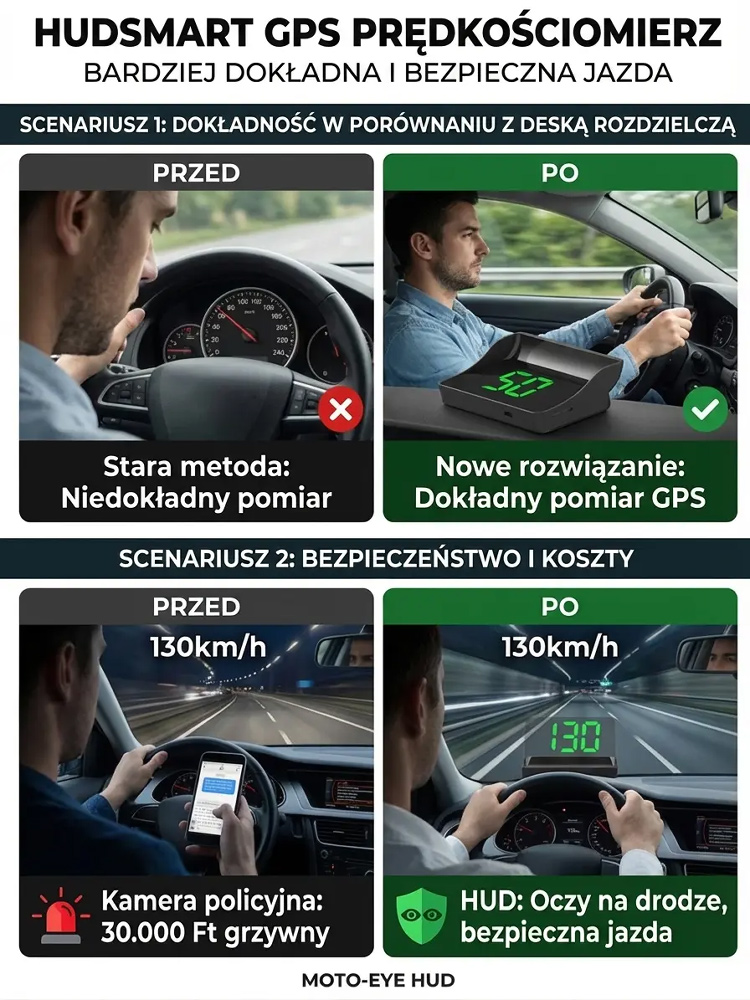 Samochodowy HUD GPS Cyfrowy Prędkościomierz