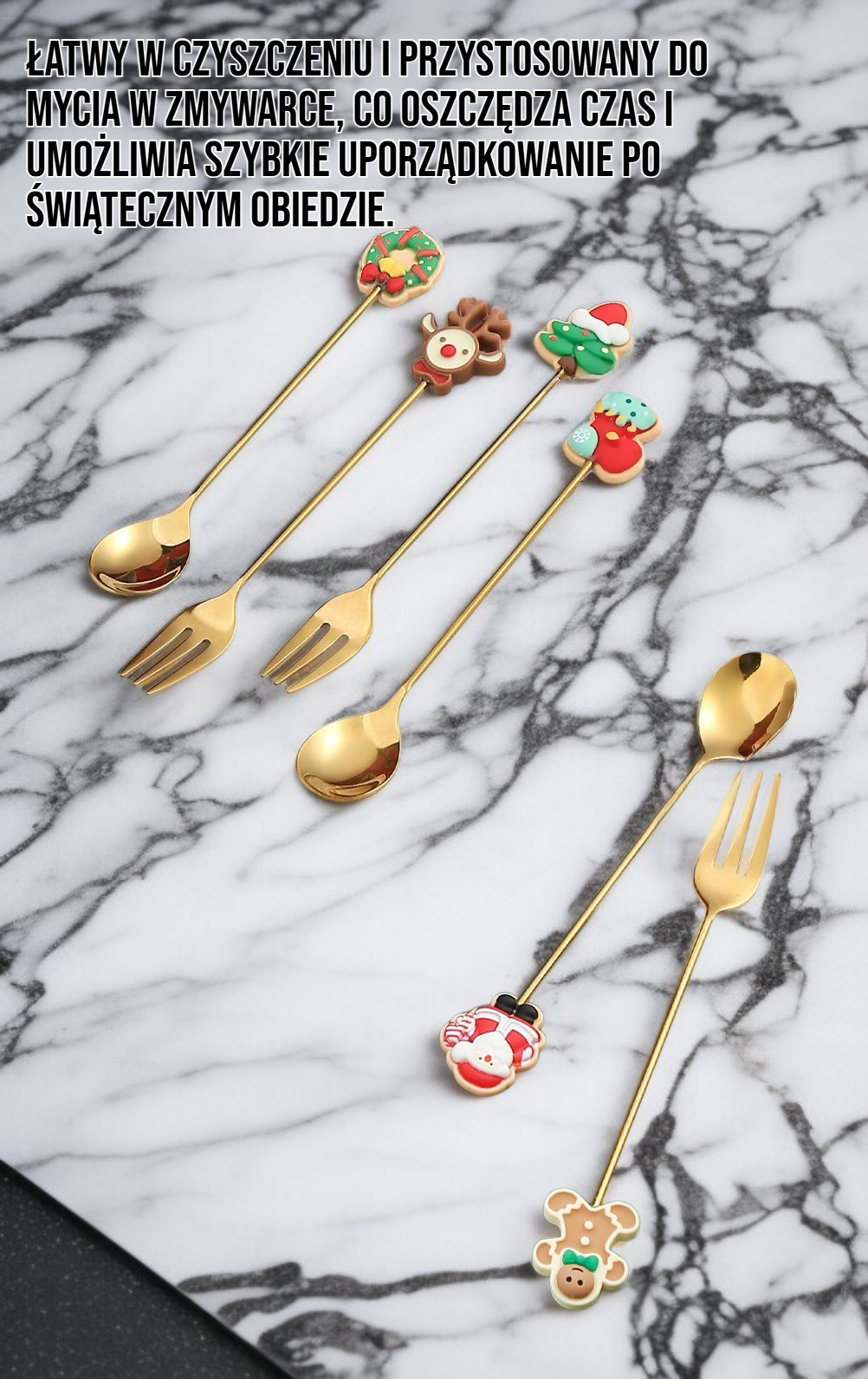 Świąteczny widelec ze stali nierdzewnej na świątecznym stole