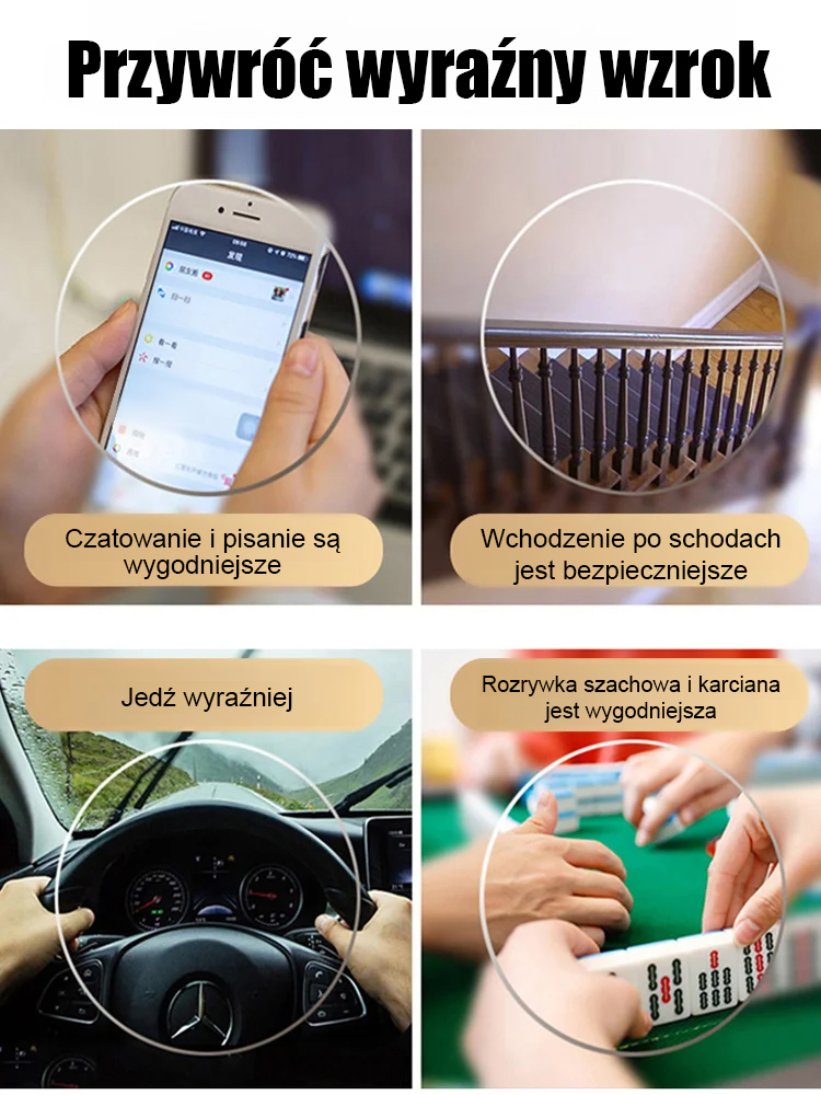 Niezwykle przejrzyste komórkowe fotochromowe okulary do prezbiopii