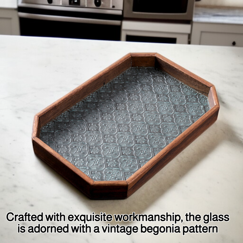 Solid wood glass tray