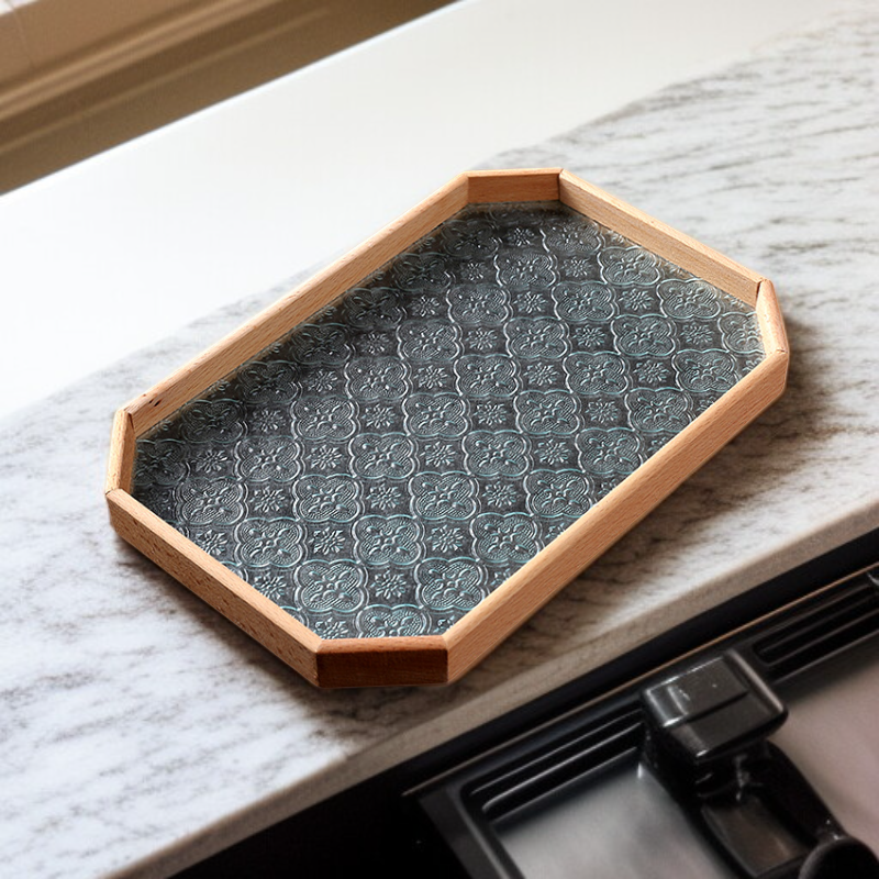Solid wood glass tray