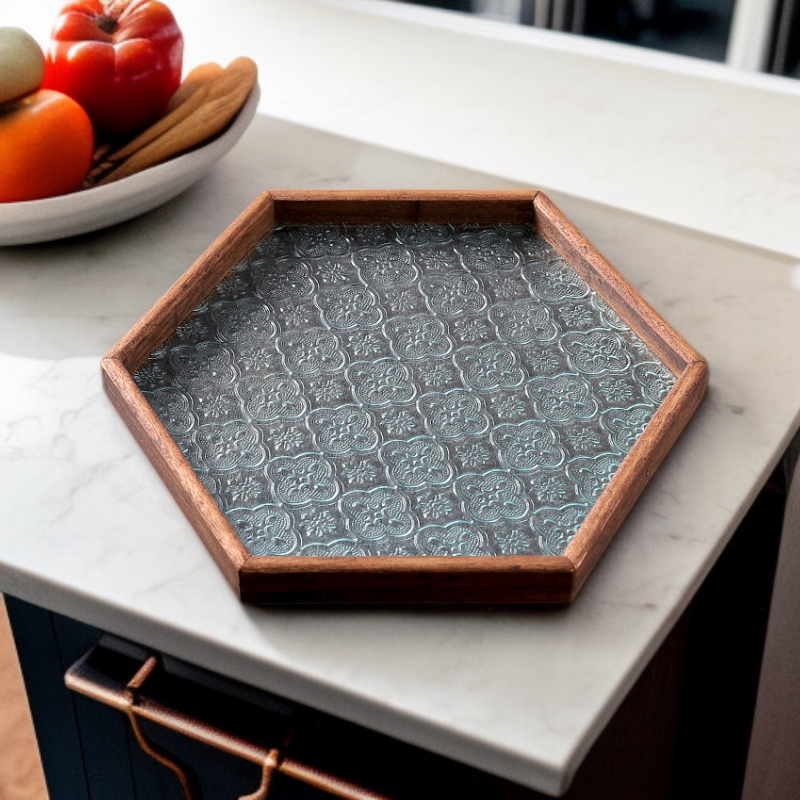 Solid wood glass tray
