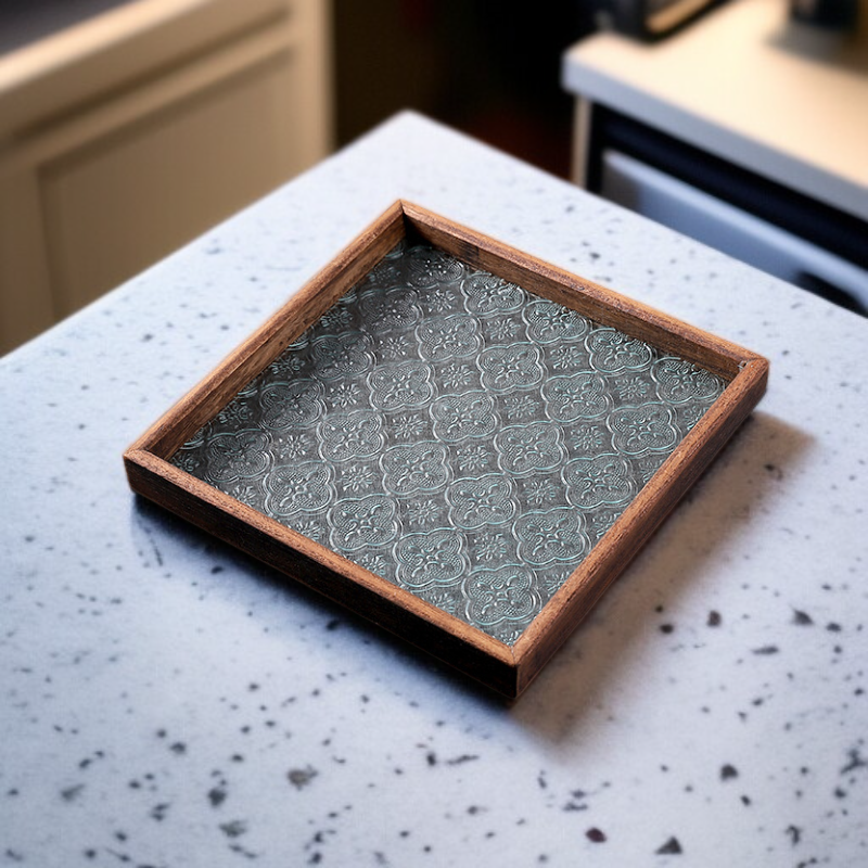 Solid wood glass tray