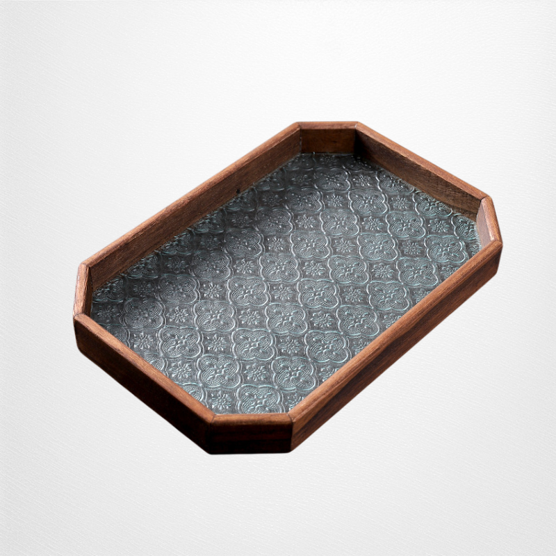 Solid wood glass tray
