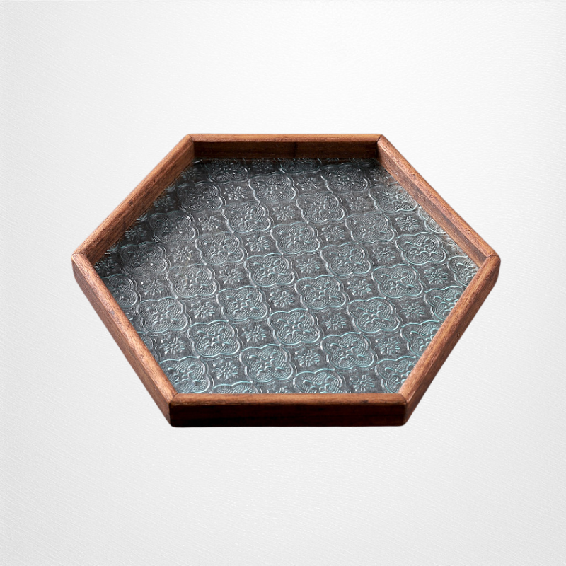 Solid wood glass tray