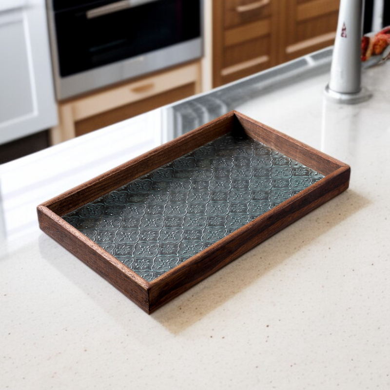 Solid wood glass tray