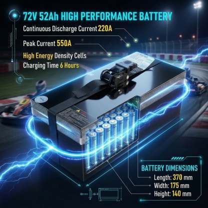 72V 3000W “Little Cyclone” Electric Racing Go-Kart, Peak 28kW, 52Ah Battery