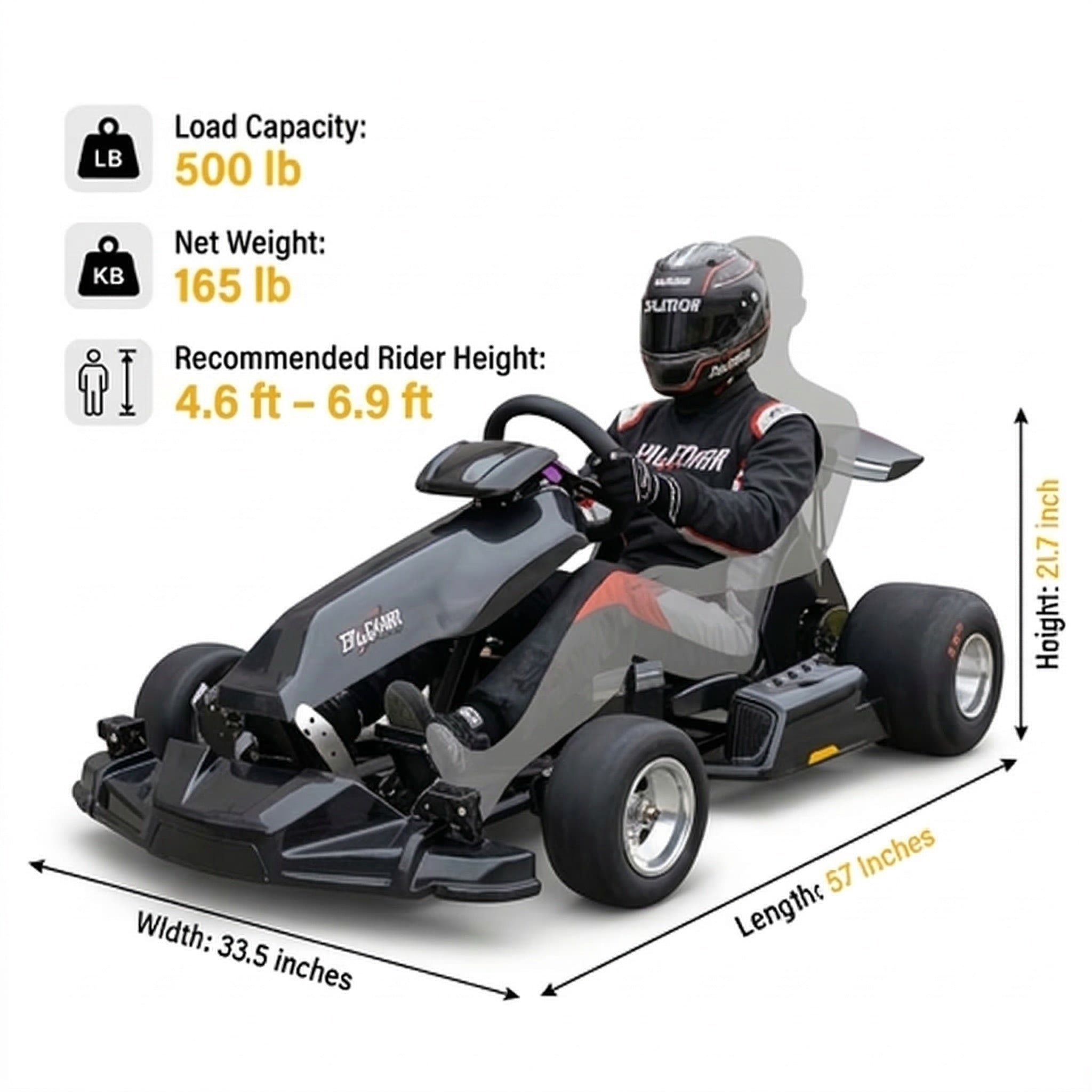 72V 3000W “Little Cyclone” Electric Racing Go-Kart, Peak 28kW, 52Ah Battery