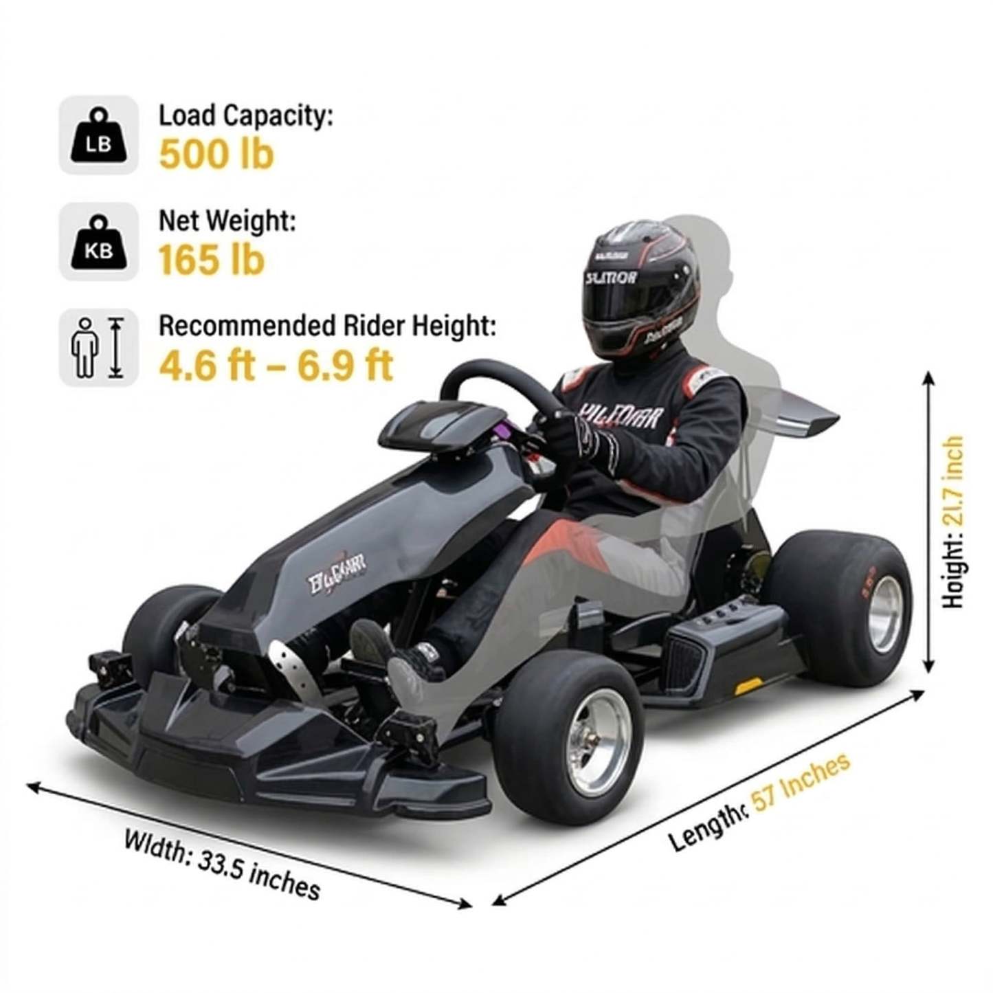 72V 3000W “Little Cyclone” Electric Racing Go-Kart, Peak 28kW, 52Ah Battery