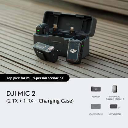 DJthtI Mic 2 2-Person Compact Digital Wireless Microphone System/Recorder 2.4 GHz - 2 TX + 1 RX