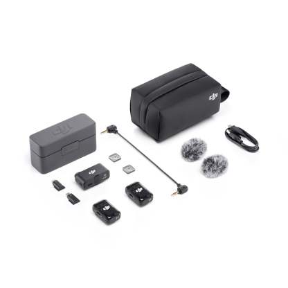 DJthtI Mic 2 2-Person Compact Digital Wireless Microphone System/Recorder 2.4 GHz - 2 TX + 1 RX