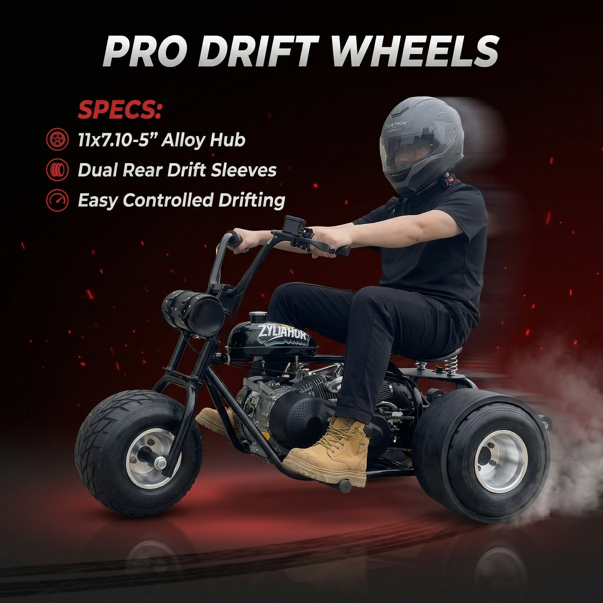 208cc Gas Mini Off-Road Trike Motorcycle CVT, 31MPH Drift Trike Bike