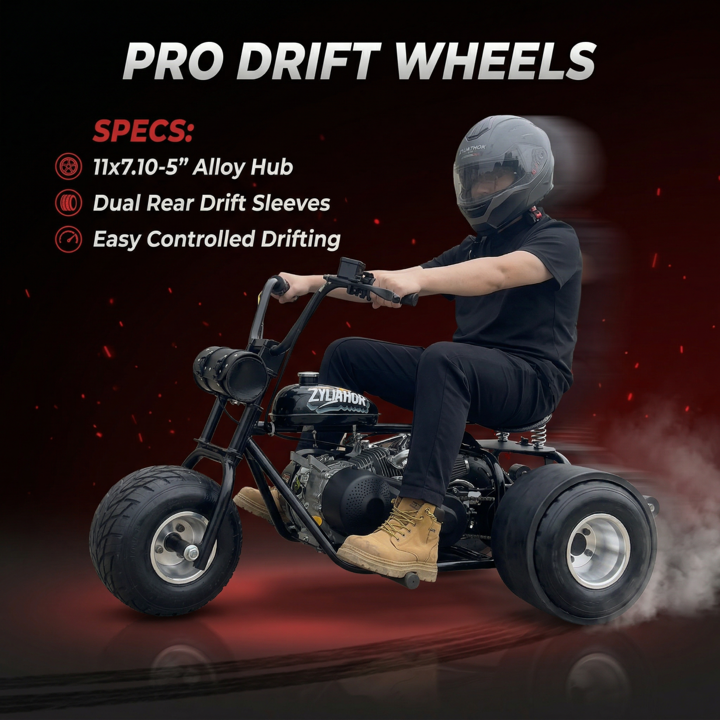 208cc Gas Mini Off-Road Trike Motorcycle CVT, 31MPH Drift Trike Bike