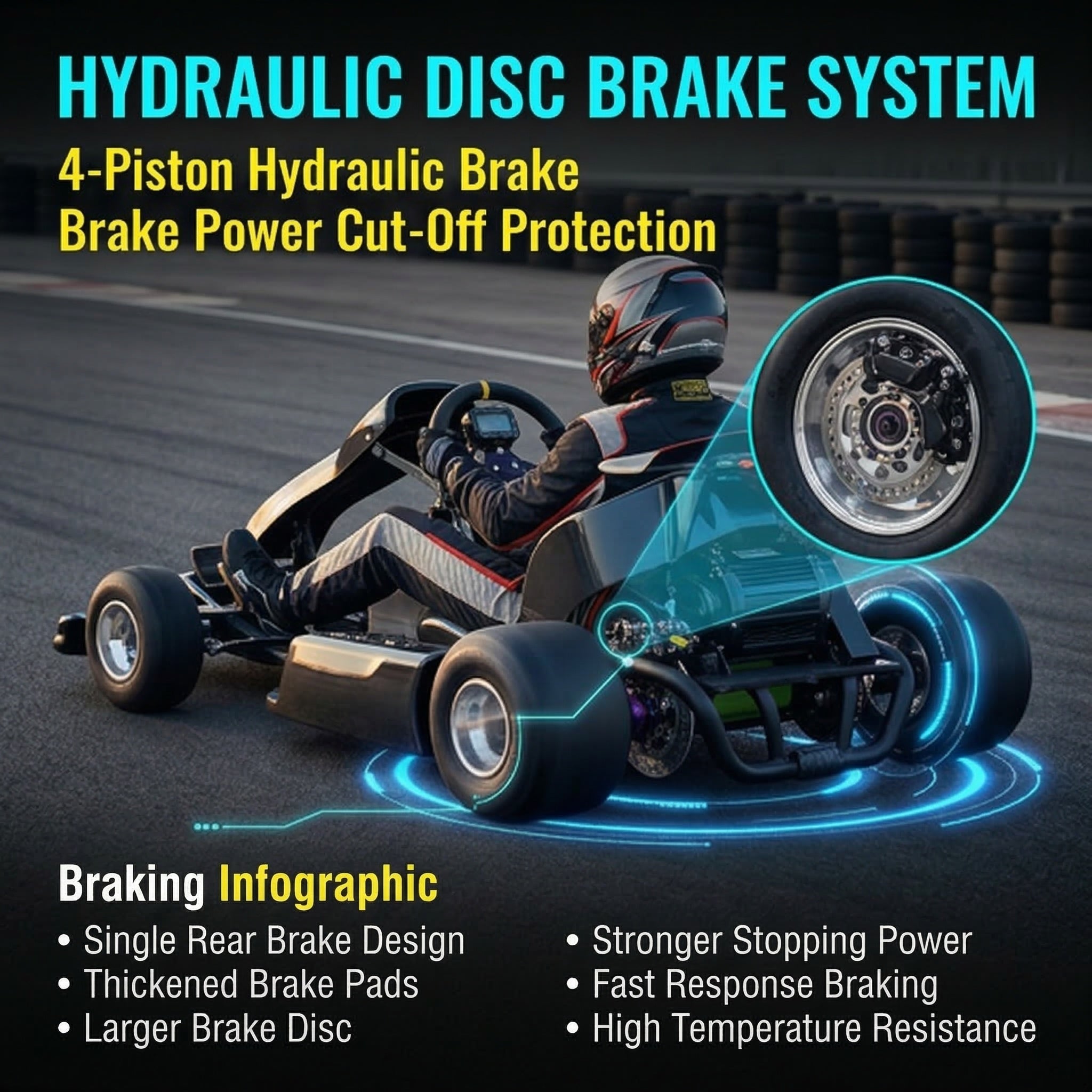 72V 3000W “Little Cyclone” Electric Racing Go-Kart, Peak 28kW, 52Ah Battery