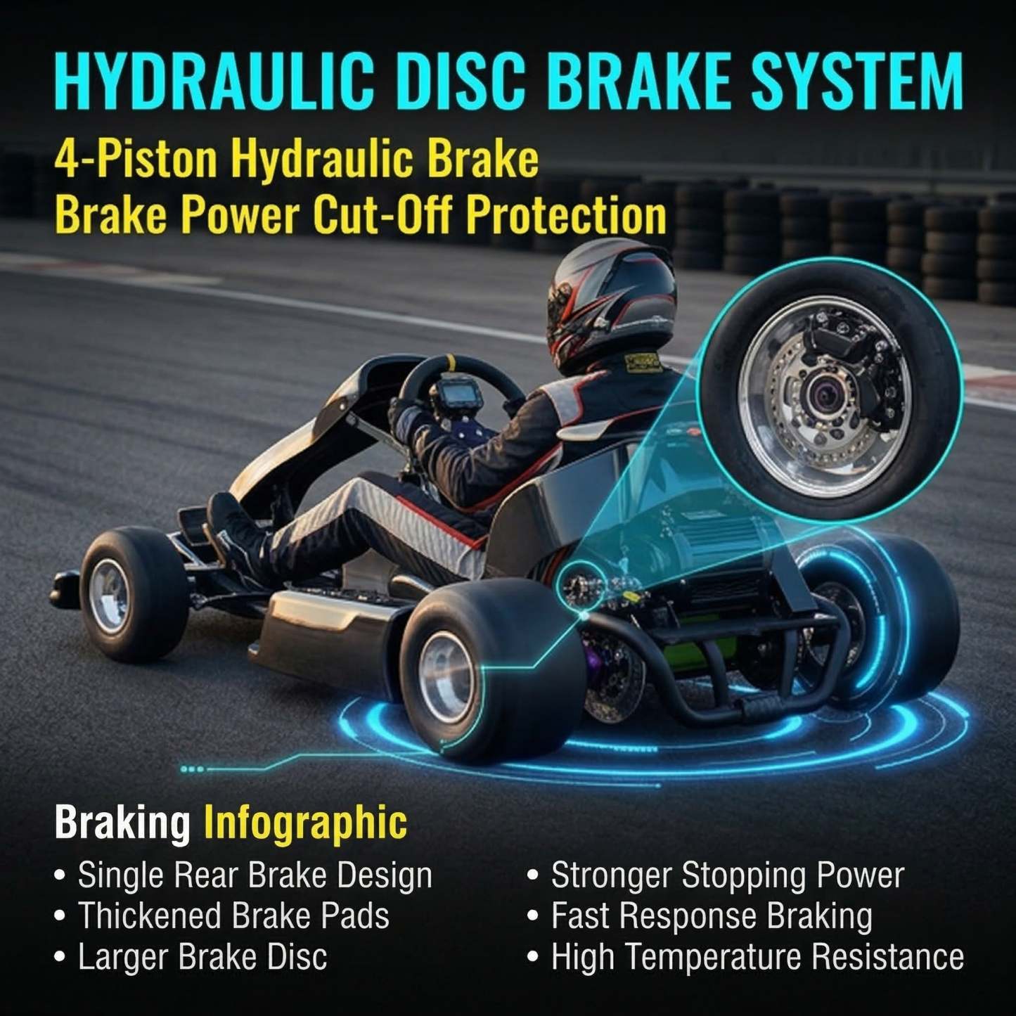 72V 3000W “Little Cyclone” Electric Racing Go-Kart, Peak 28kW, 52Ah Battery