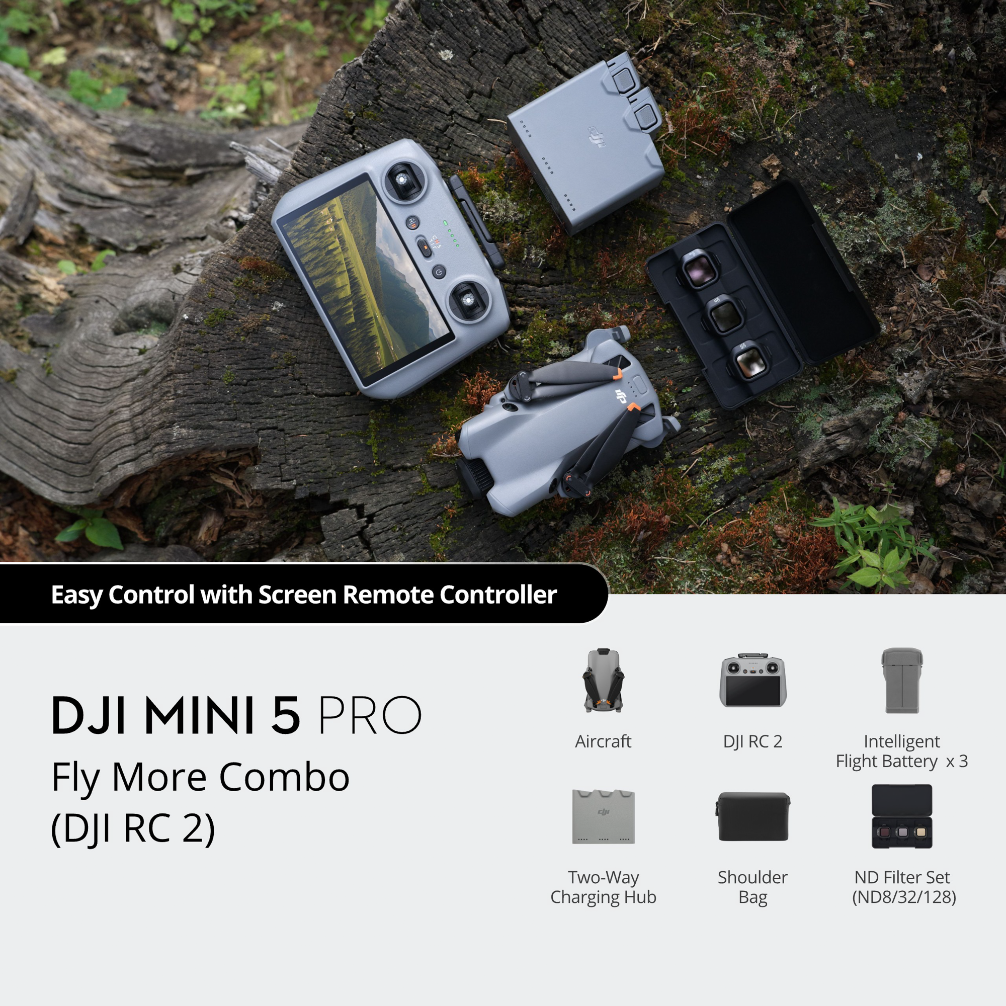 DthtJI Mini 5 Pro Fly More Combo with DthtJI RC 2 Remote Controller