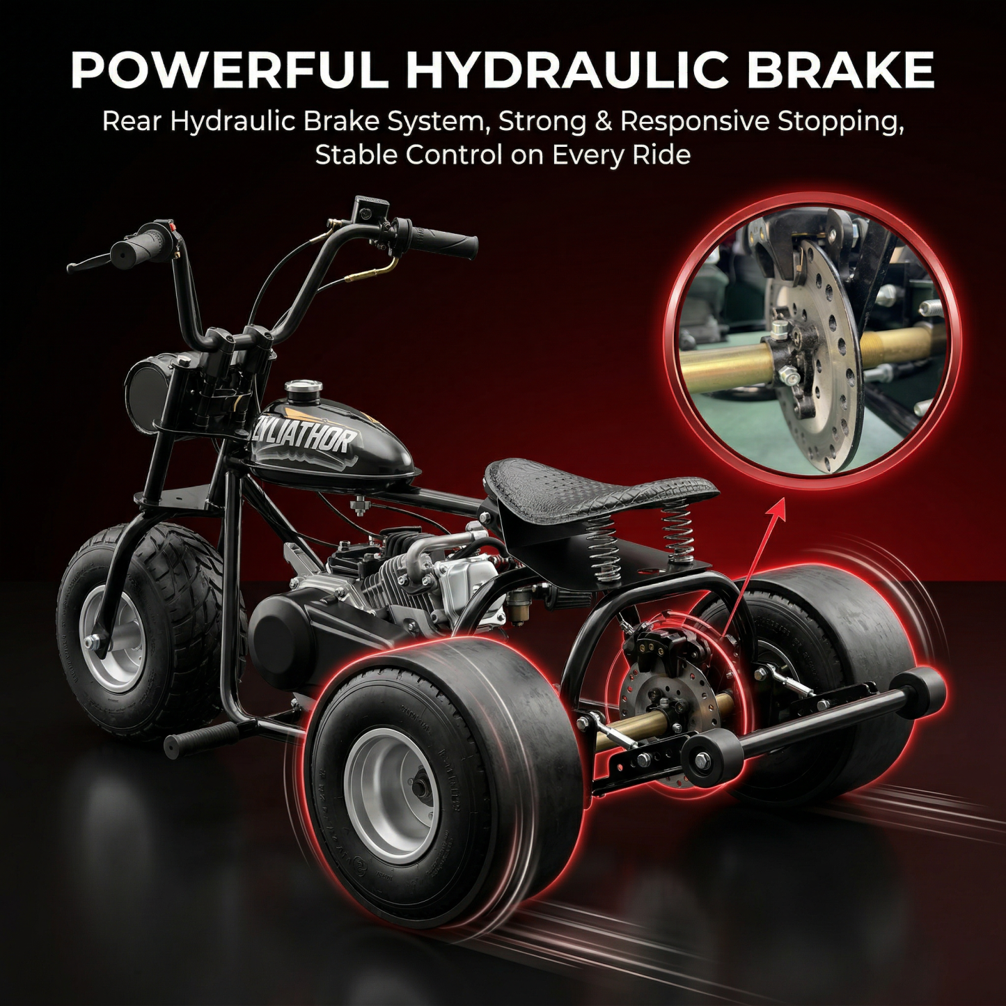 208cc Gas Mini Off-Road Trike Motorcycle CVT, 31MPH Drift Trike Bike