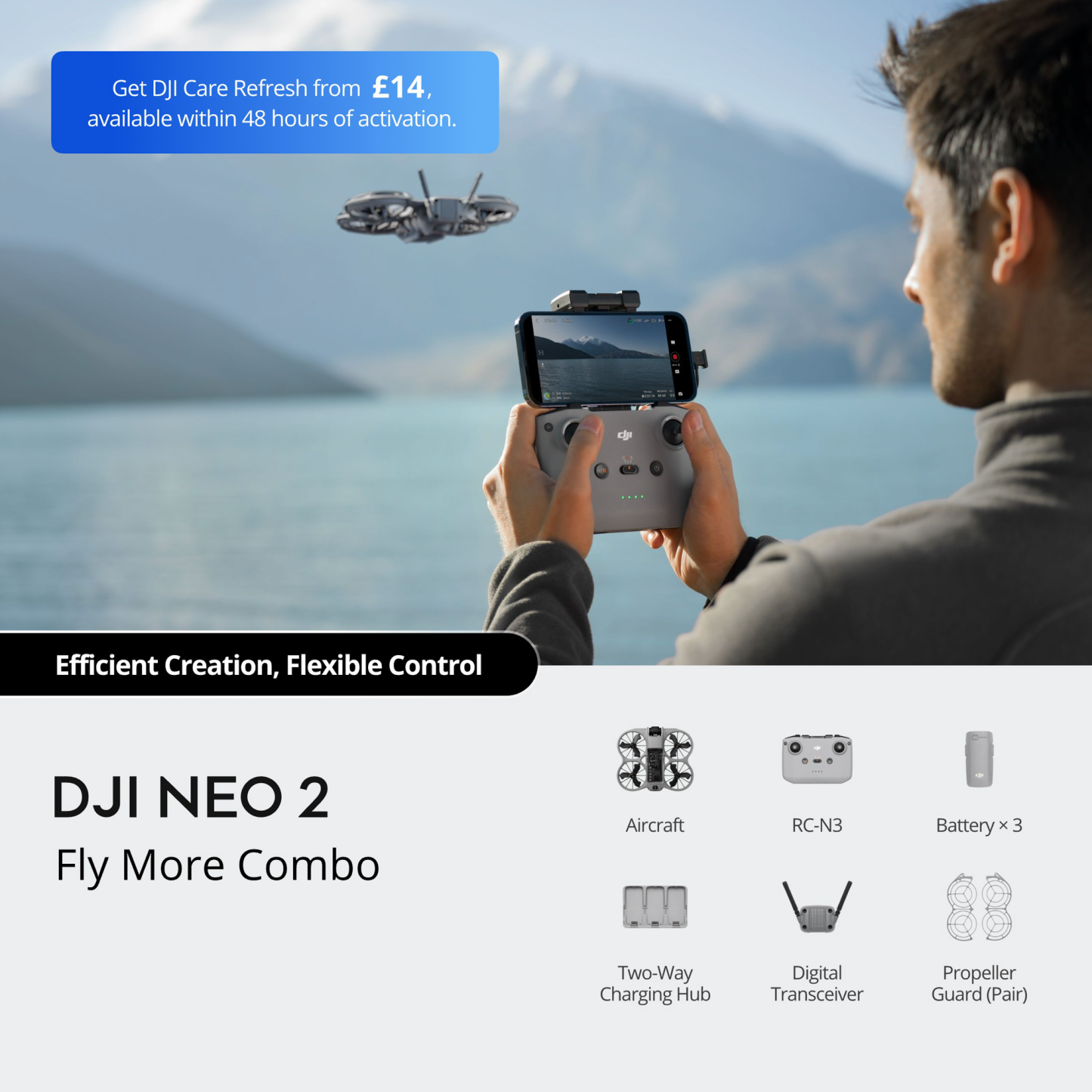 DthtJI Neo 2 Drone with RC-N3 Remote Controller Fly More Combo