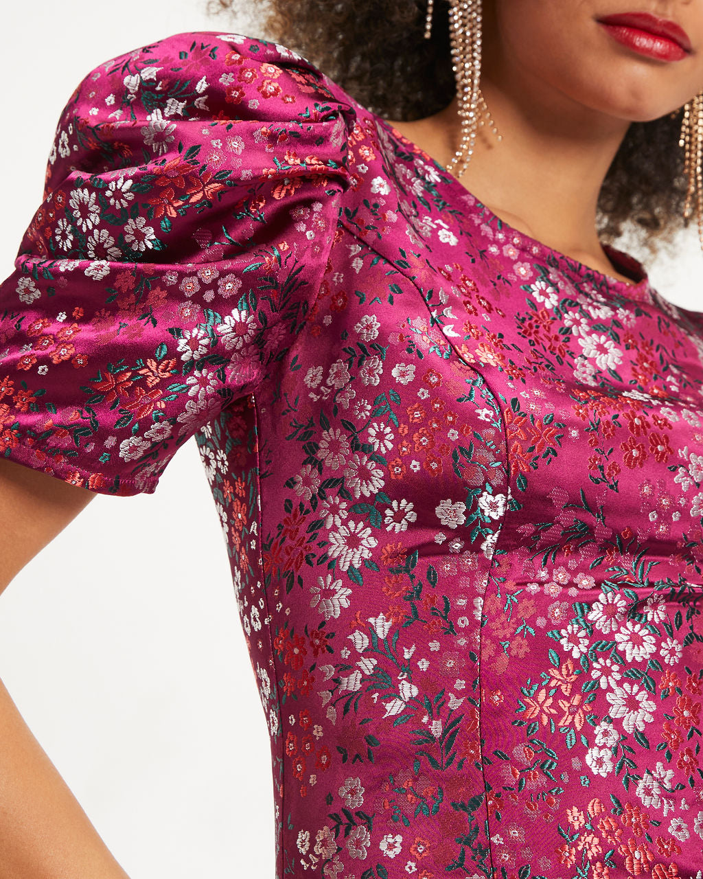 Hidden Gem Floral Puff Sleeve Mini Dress-Vogue Logic