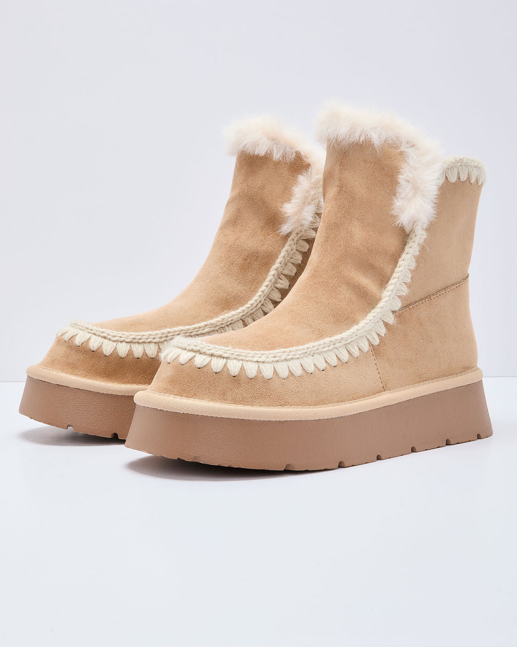 Joppie Faux Suede Fur Lined Booties-Vogue Logic