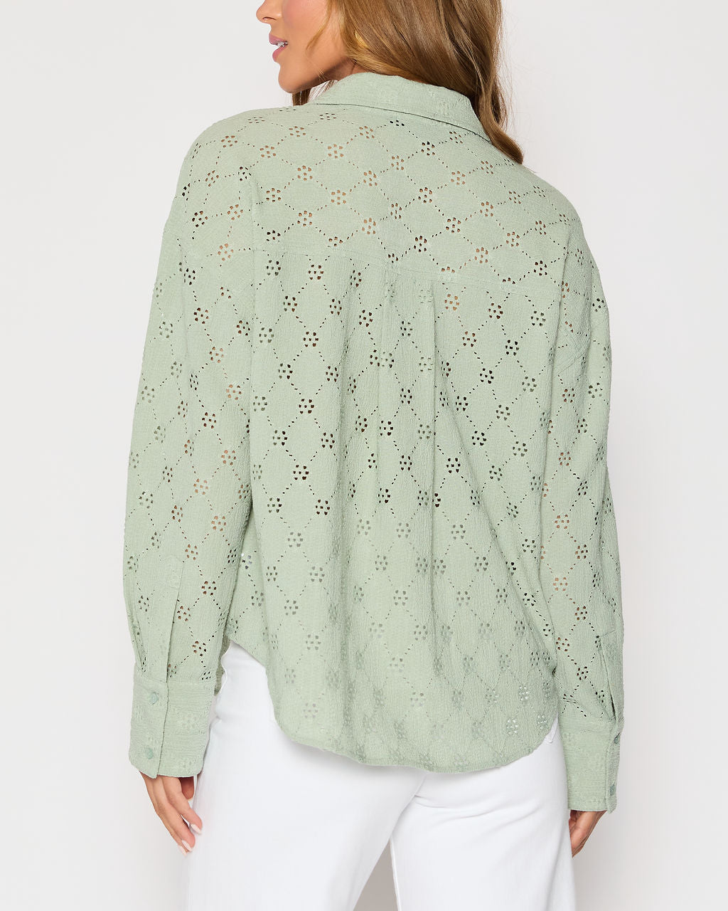 Amber Eyelet Button Down Top-Vogue Logic