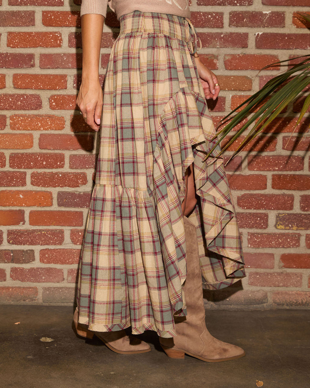 Willow Layers Plaid High Low Skirt-Vogue Logic