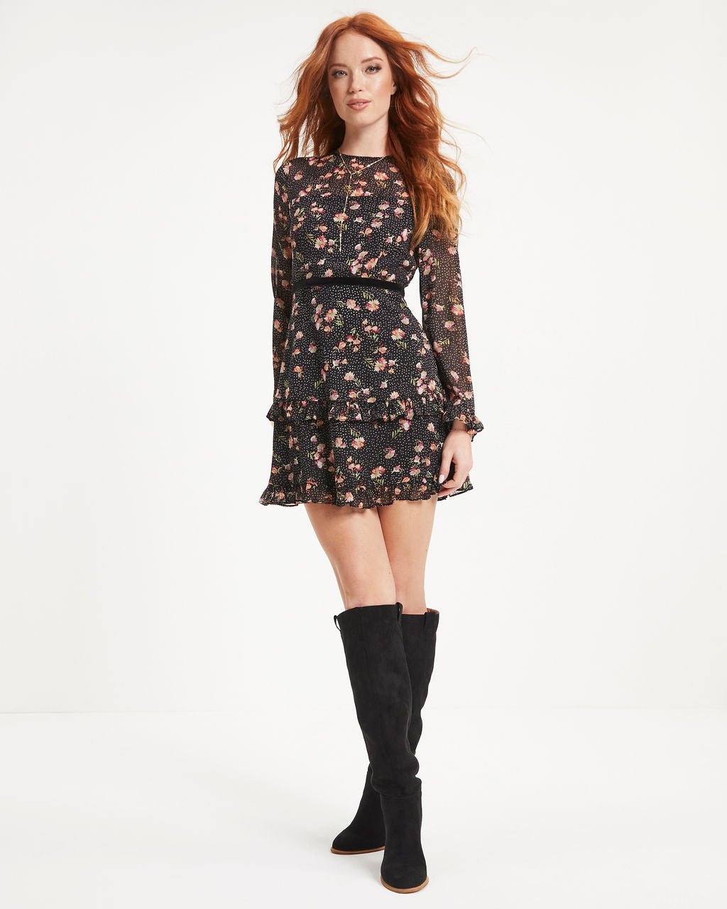 Genesis Floral Tiered Mini Dress-Vogue Logic