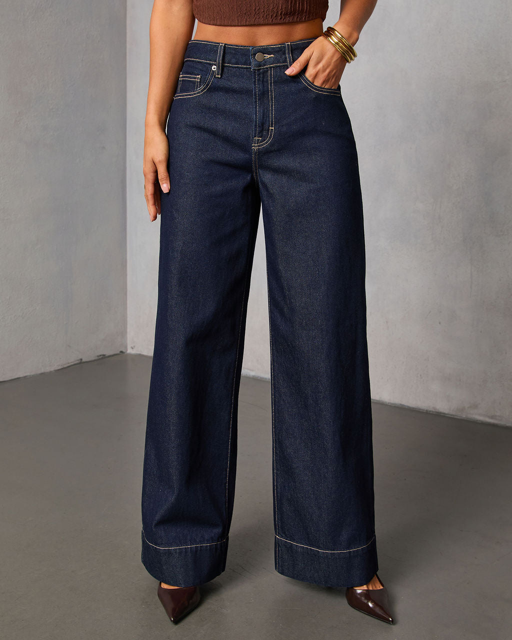 Weekend Plans Rigid High Rise Wide Leg Jeans-Vogue Logic
