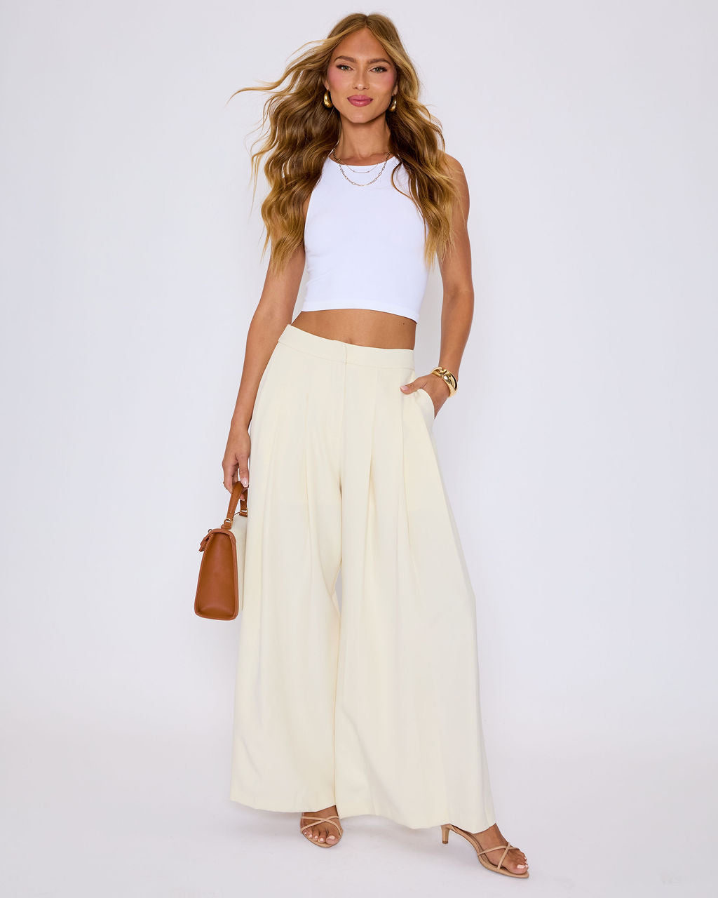 Polish Pleated Wide Leg Trouser-Vogue Logic