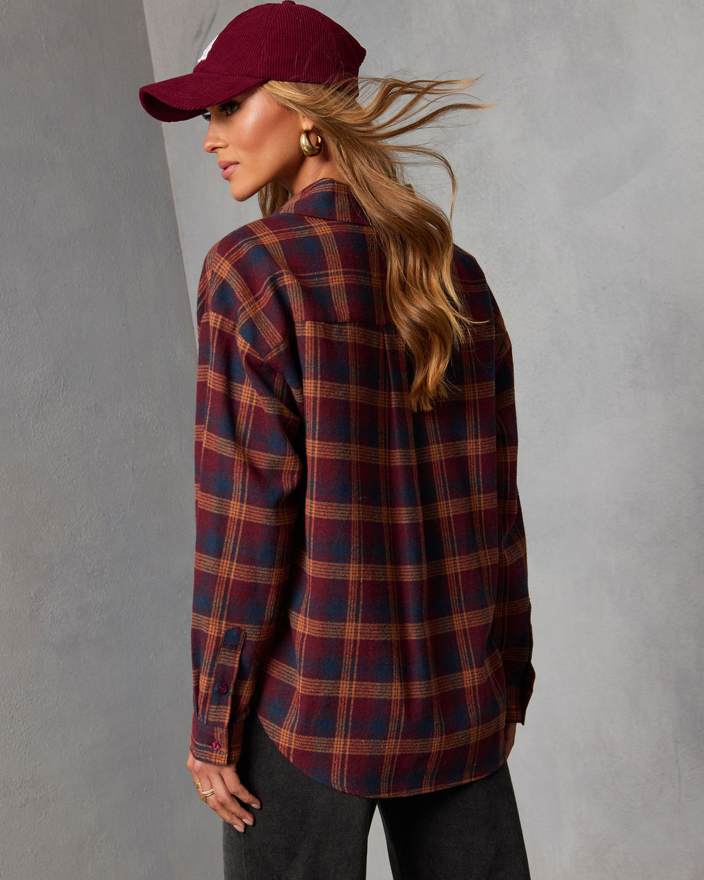 Toasted Maple Plaid Button Down Top-Vogue Logic