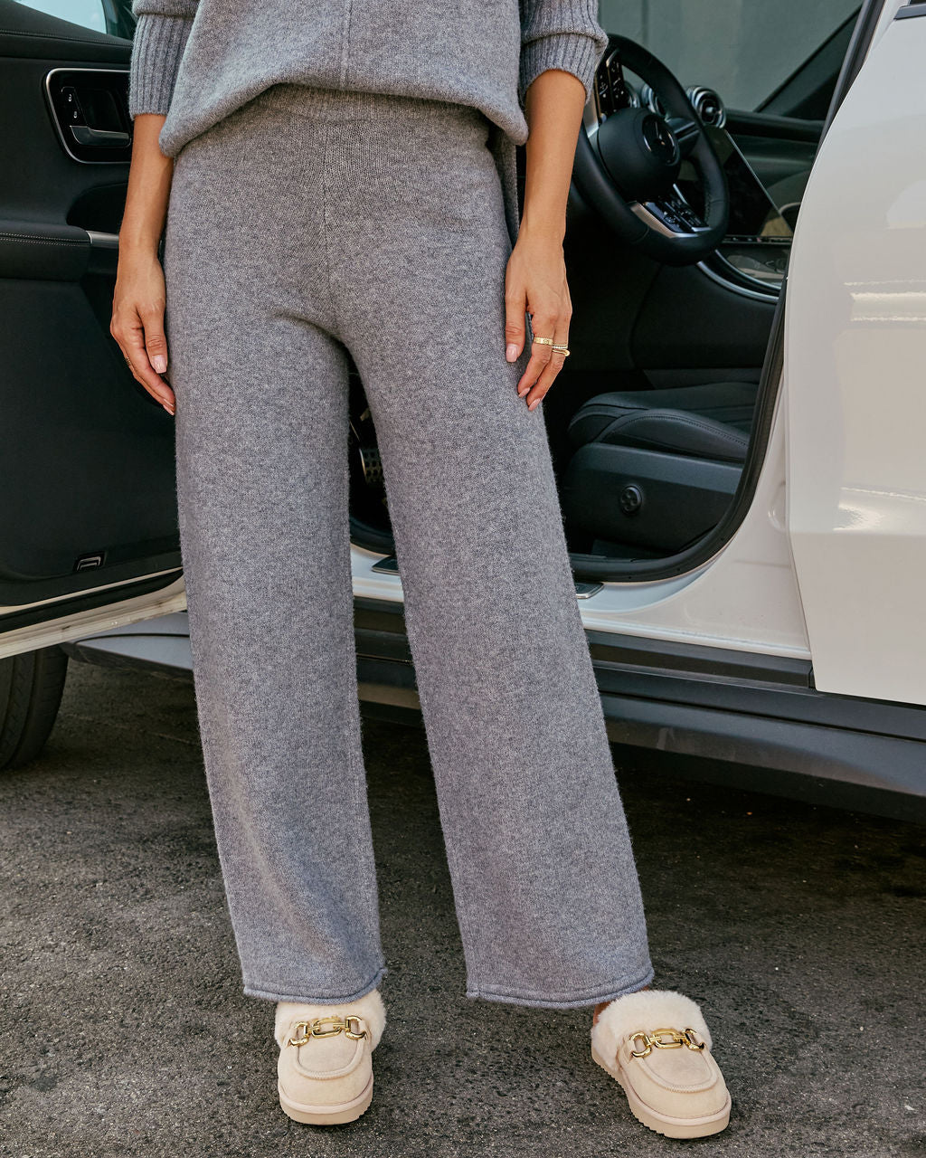 Reysa Ribbed Knit High Rise Pant-Vogue Logic
