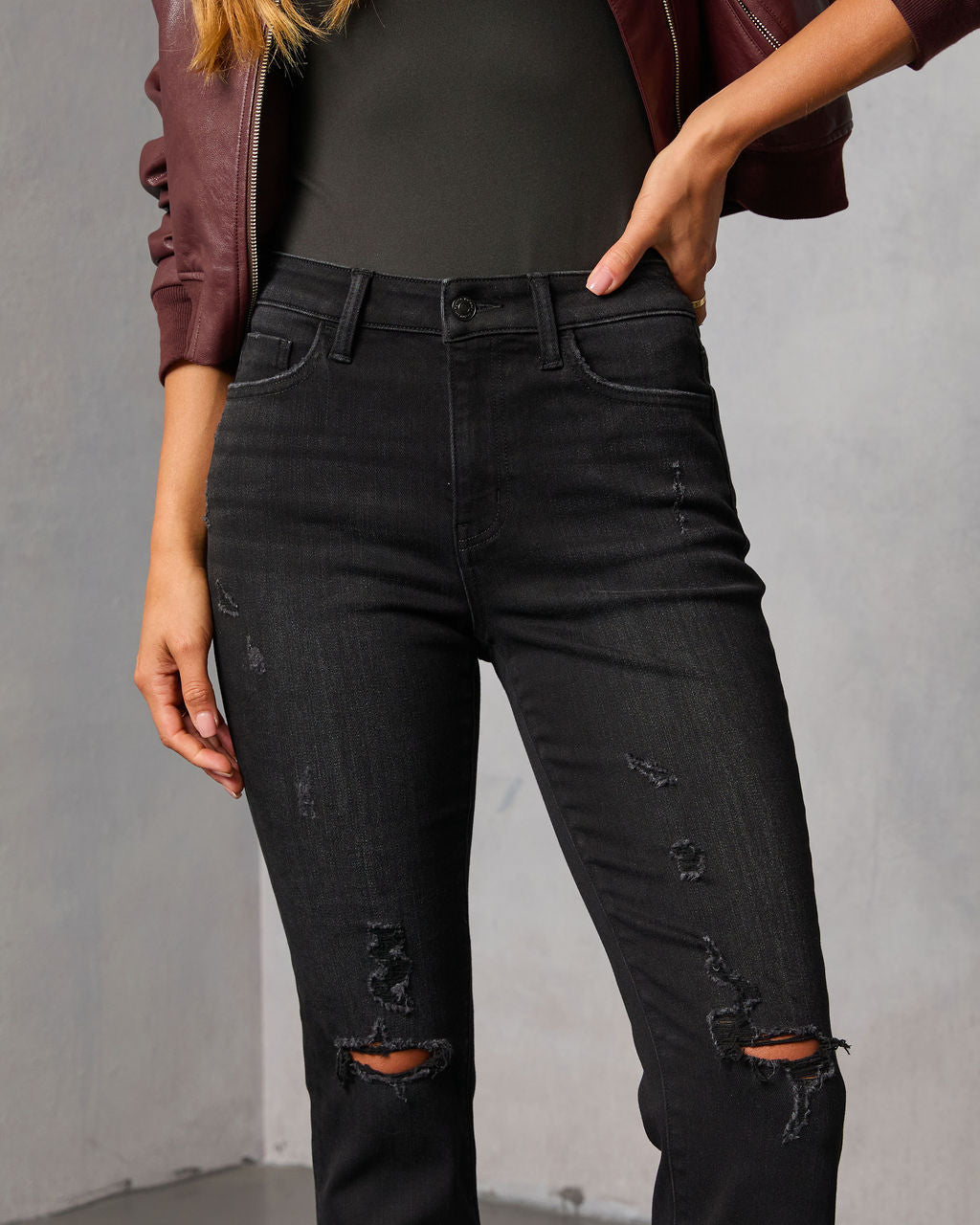 Mcguire Super Stretch High Rise Distressed Denim-Vogue Logic