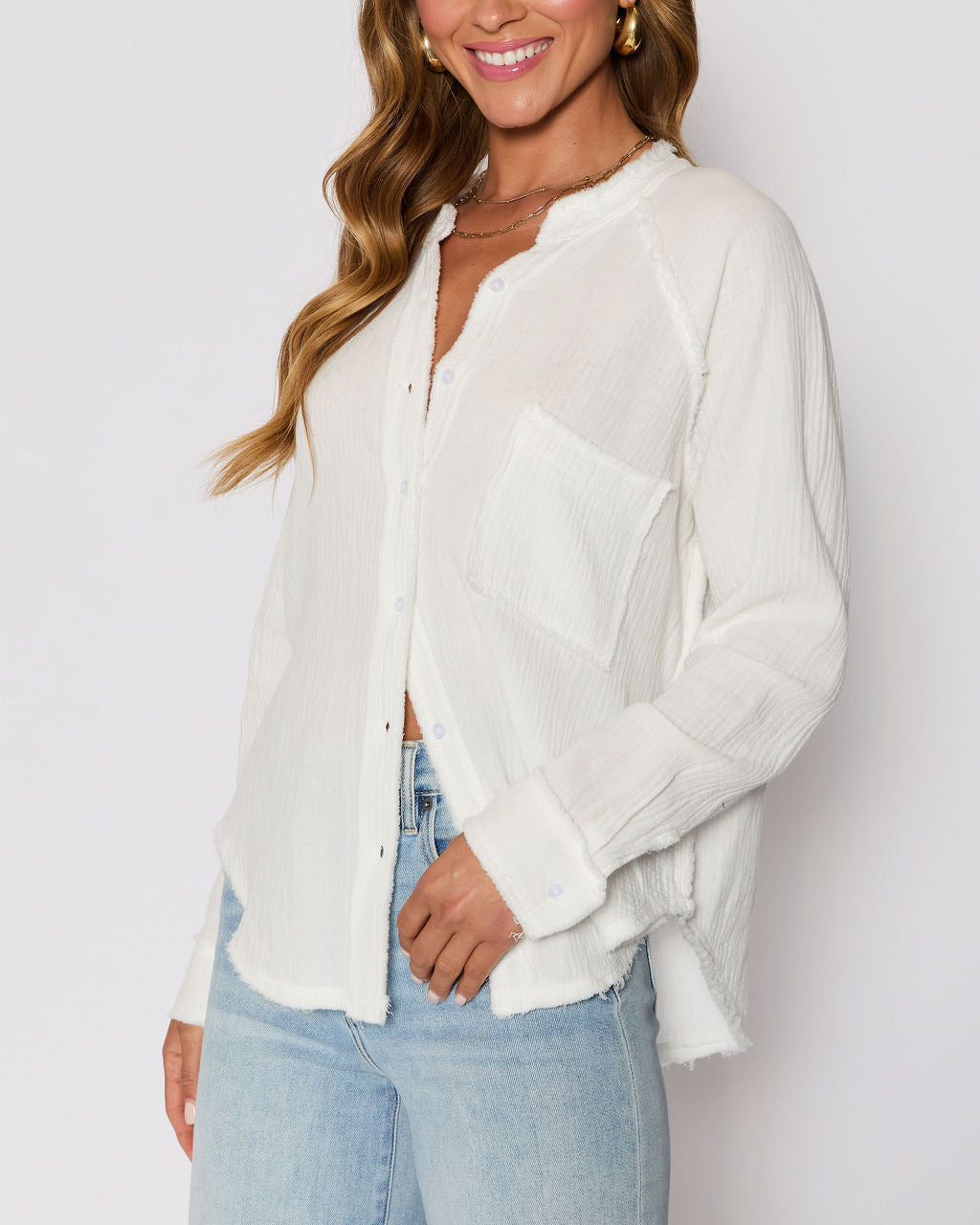Summer Chill Cotton Button Down Top-Vogue Logic