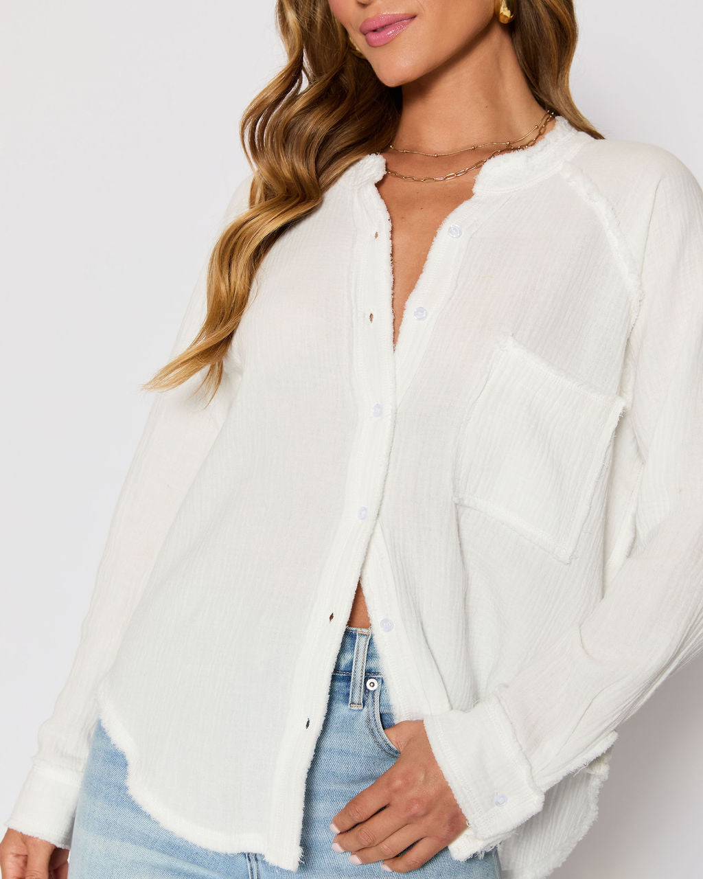 Summer Chill Cotton Button Down Top-Vogue Logic
