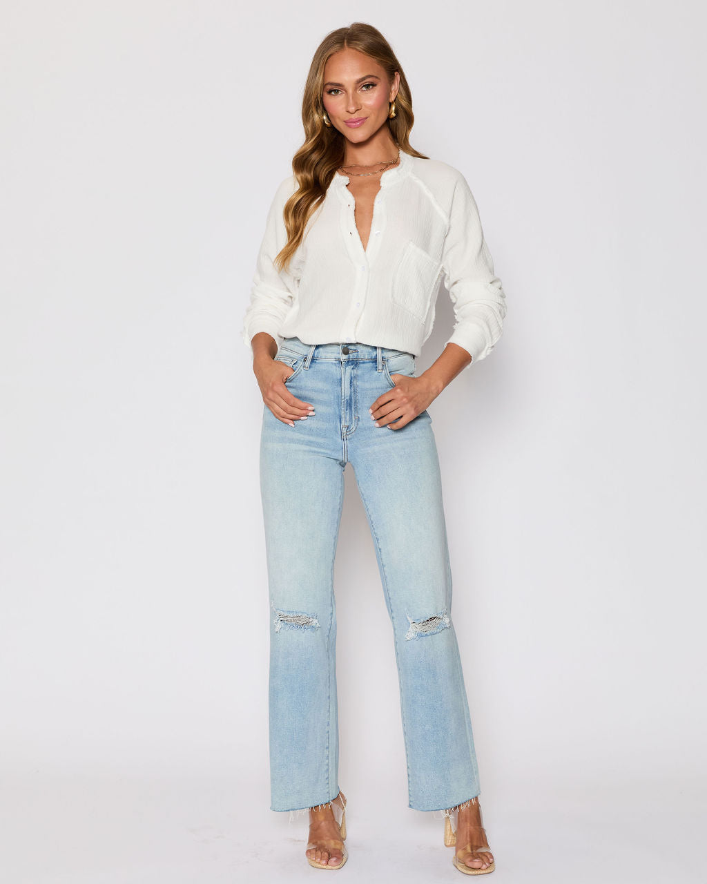 Summer Chill Cotton Button Down Top-Vogue Logic
