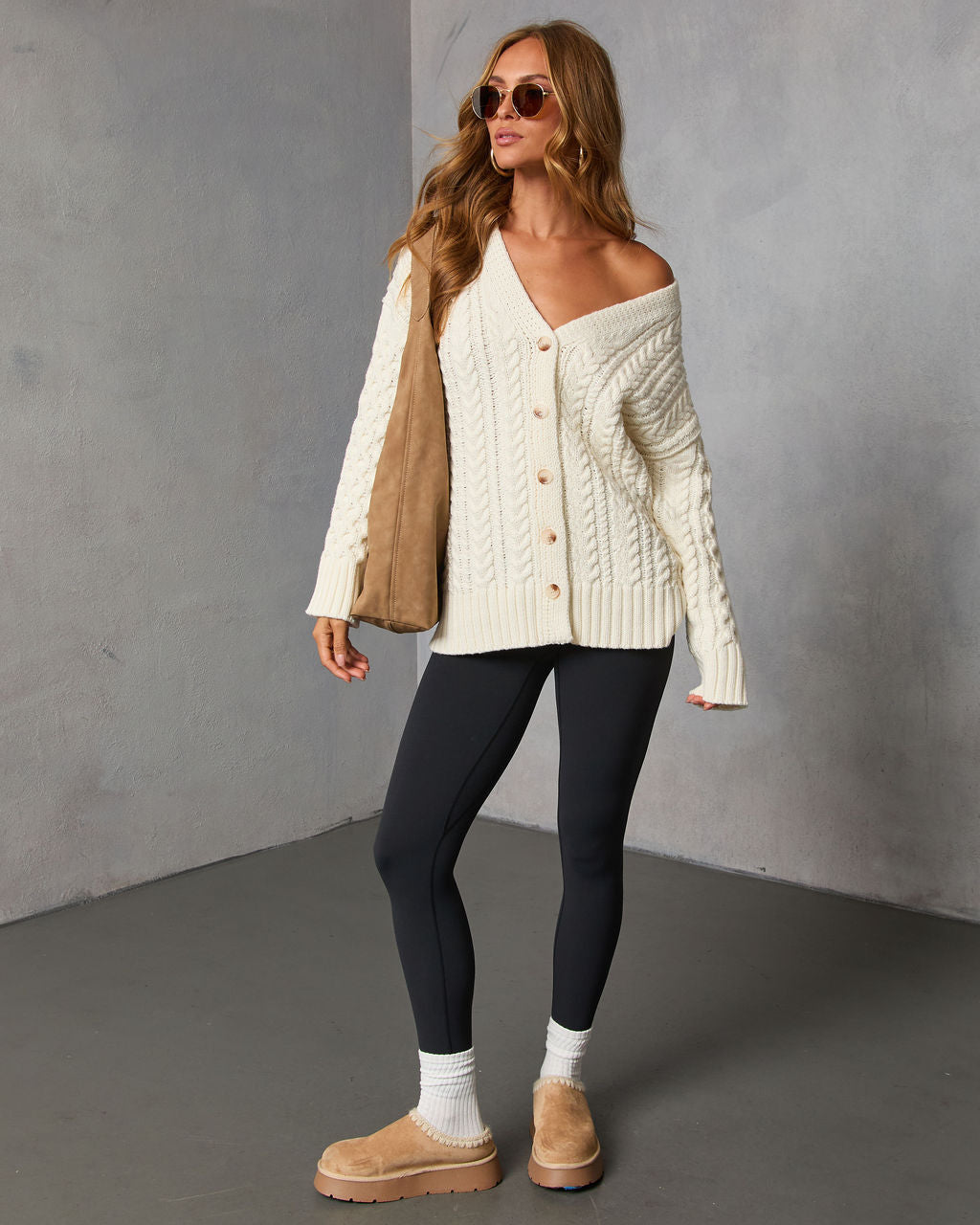Autumn Solstice Cable Knit Cardigan-Vogue Logic