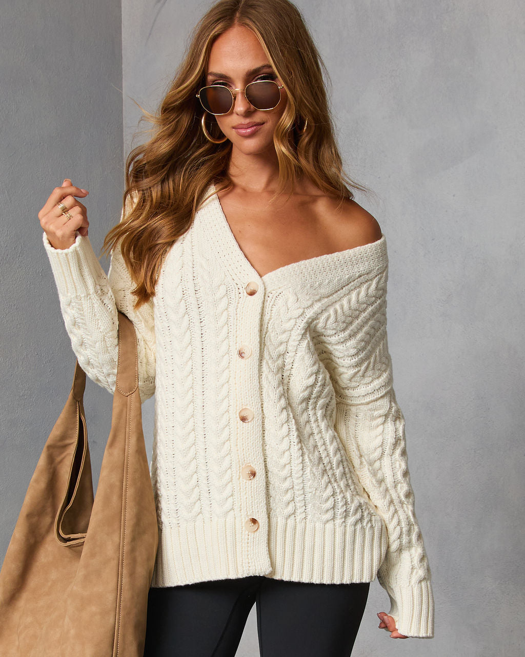 Autumn Solstice Cable Knit Cardigan-Vogue Logic